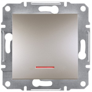 Выключатель 1-клавишный проходной с подсветкой ASFORA бронза EPH1500169